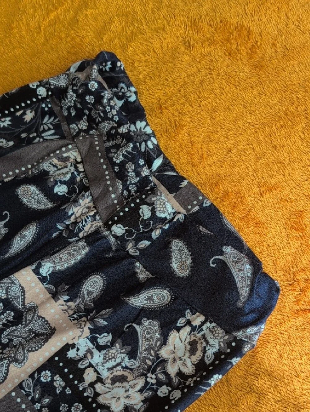 SHEIN Navy Blue Paisley Patchwork Flare Jeans - Picture 3 of 4